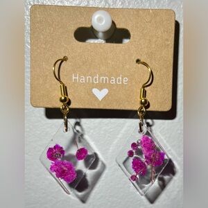 Pink Floral Resin Earrings